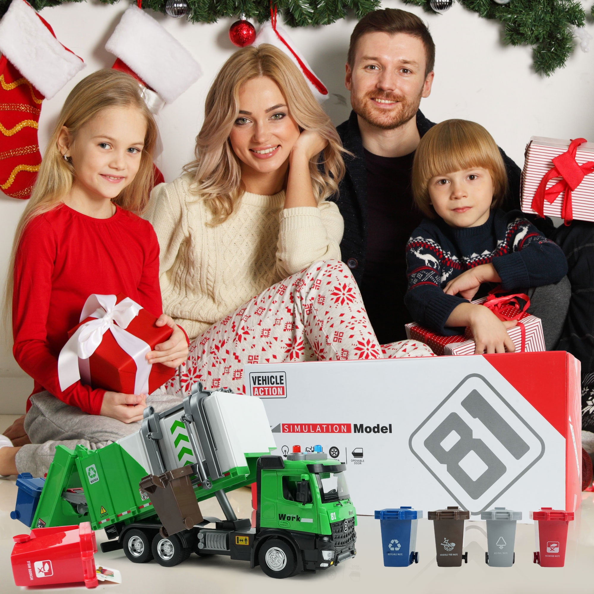 JUGAAD LIFE Garbage Truck Toys for Boys, Trash Can Lifter and Dumping Function, Play Vehicle with Light and Sounds, Birthday Gift for Girls Toddler Kids 3 4 5 6 7 Years Old