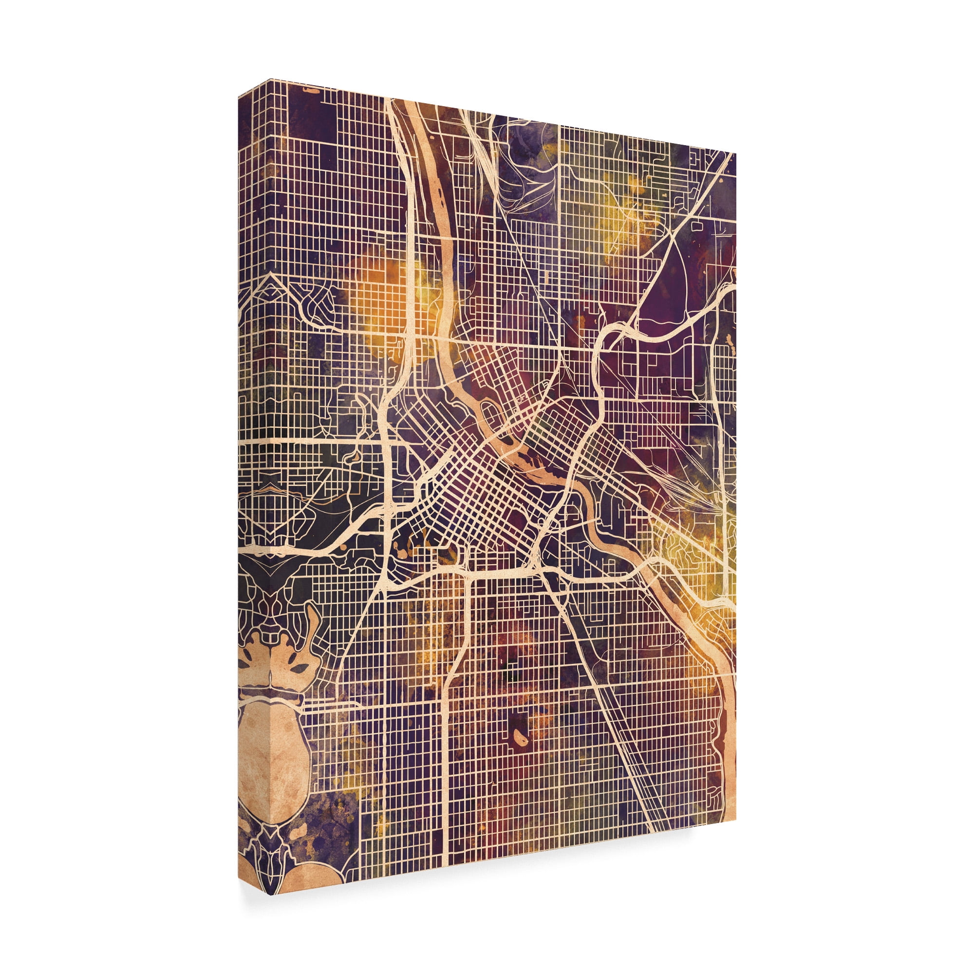 Trademark Fine Art 'Minneapolis Minnesota City Map II' Canvas Art by Michael Tompsett