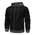 thumbnail image 1 of NJDVHB Fall Winter Coats for Men,Puffer Jacket Men,Man Color Match Drawstring Zipper Pockets Hooded Coat,Black,XXL, 1 of 3