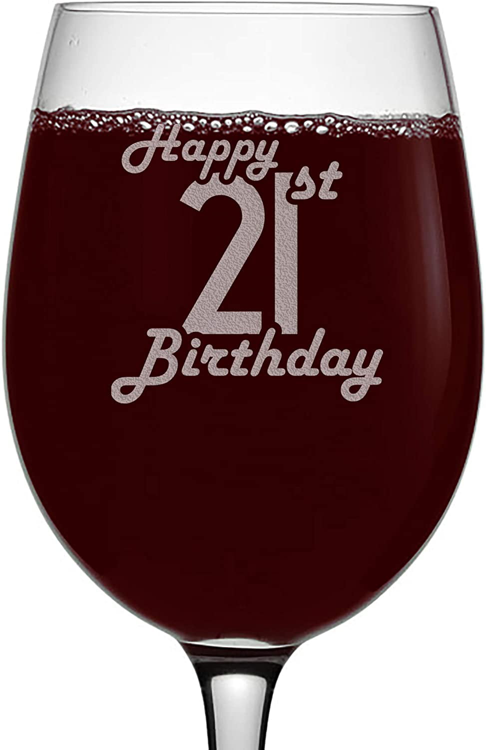 Unique Gift Idea Top Shelf 21st Birthday Wine Glass Hand Painted 