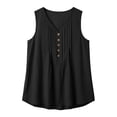 thumbnail image 2 of Bosfbaoi Womens Tops V-Neck Sleeveless Pleated Blouse Casual Button Accent Tank Top Summer Tops for Women, 2 of 8