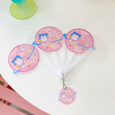 

〖Roliyen〗Home Decor Paper Fans Set Hand Held Six Fold Fan Cute Portable Pp Folding Fan Cartoon Hand Fan Cool Fan