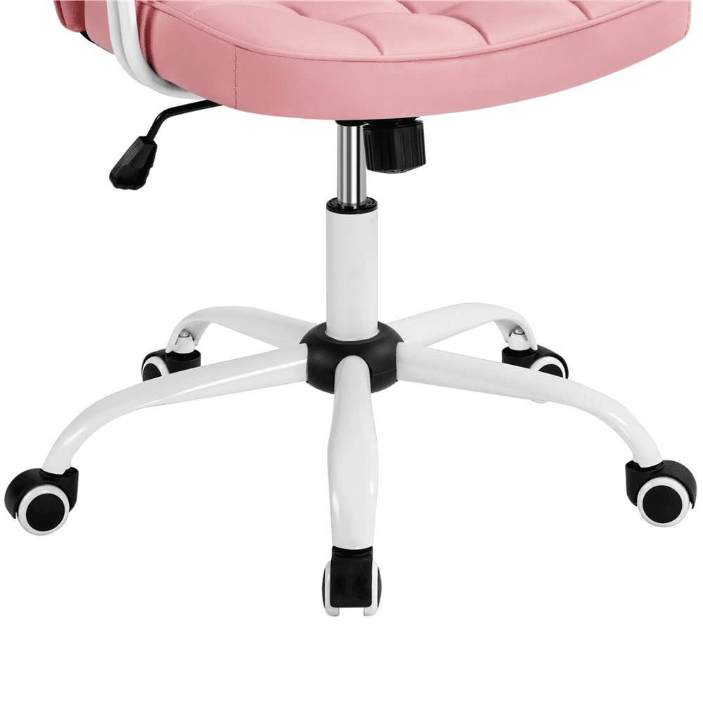 Yaheetech PU Leather Desk Chair with Padded Arms, Pink