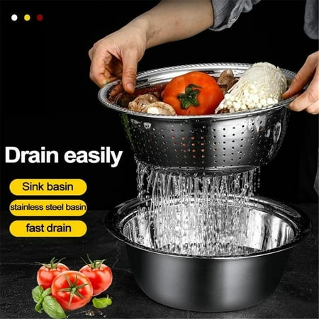 

Mittory Multifunctional Stainless Steel Basket Multi-Purpose Slice Planer With Basin Trendy multicolor