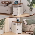 thumbnail image 5 of Hommpa Farmhouse Narrow End Table with Charging Station, Sofa Side Table with Barn Door and Storage Shelf for Small Spaces, Nightstand Bedside Table for Living Room, Bedroom, Rustic White, 5 of 11