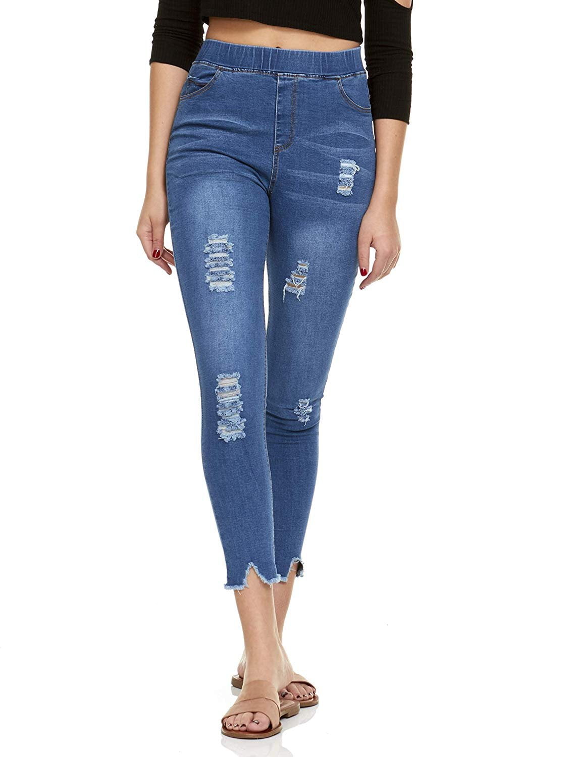 pull on ripped jeggings