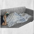 thumbnail image 6 of Nautical Soft Flannel Fleece Throw Blanket, Abstract Japanese Wave Outline Monochrome Design Seaside Kanagawa Inspired, Cozy Plush for Indoor and Outdoor Use, 60" x 80", Blue and White, by Ambesonne, 6 of 6