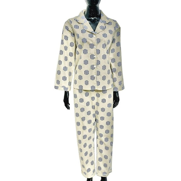 SoieRose 100% Cotton Long Sleeve Pajama Set – Malibu and Blue - SR-1087