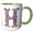 Green/White, variant on 3drose, Colorful Monogram Letter H, 11oz Two-tone Yellow Mug