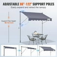 thumbnail image 4 of Manual Retractable Awning, 78" Outdoor Retractable Patio Awning Sunshade Shelter, Adjustable Patio Door Window Awning Canopy with 39" Sun Shade Curtain for Backyard, Garden, Balcony, 4 of 12