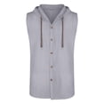 thumbnail image 2 of JTieacloth T Shirt Men Male Sleeveless Shirt Summer Casual Button Hooded Hawaii Sleeveless Shirts, 2 of 5