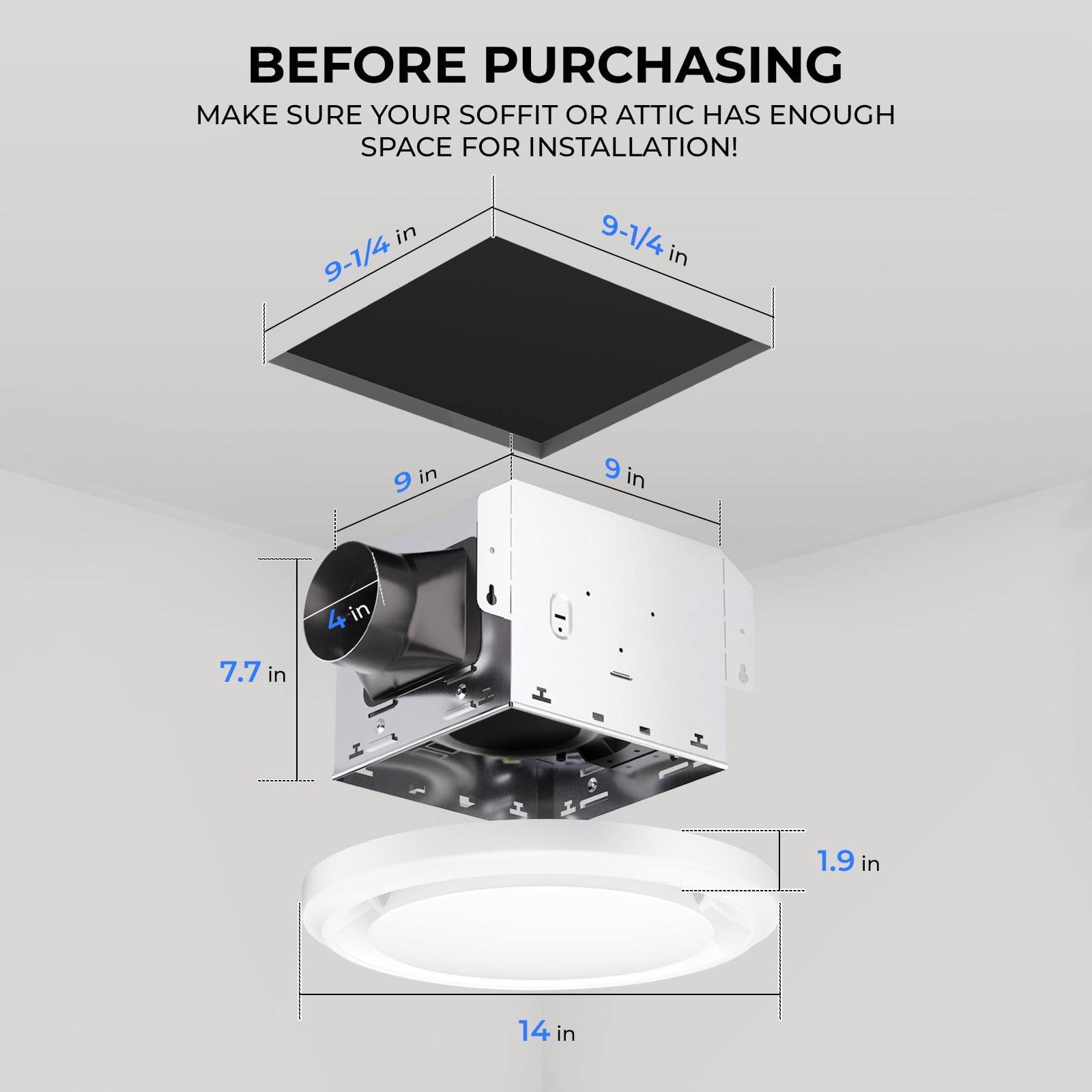 Akicon Bathroom Exhaust Fan with Humidity Sensor, 110 CFM 1.5 Sones Vent Fan with RGB Light, 3CCT Dimmable LED Light & Nightlight for Shower Room, Round, White