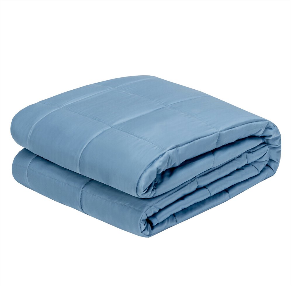 Gymax 20 lbs 48'' x 72'' Weighted Blanket w/ Bamboo Fabric Cover Blue