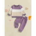 thumbnail image 4 of Loicainy Baby Toddler Boys Girl Spring 2 Piece Outfits 6 12 18 24 Months 2T 3T Contrast Color Long Sleeve Sweatshirt and Elastic Pants for Fall Clothes Set, 4 of 9
