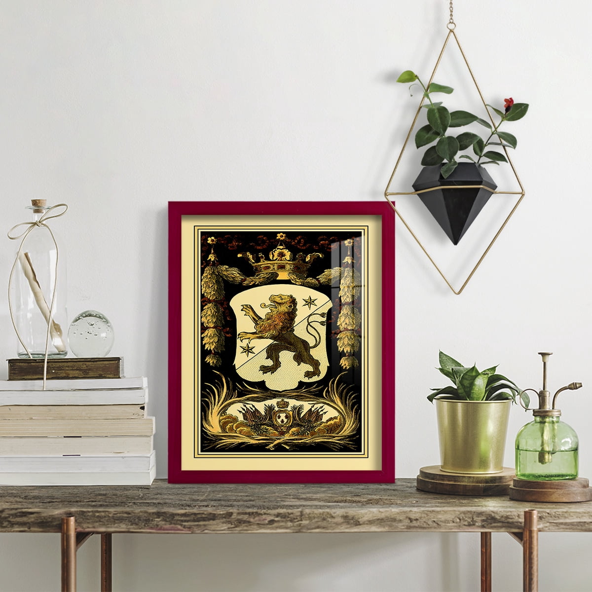 Family Crest III -Framed Print w/glass-Cherry Red