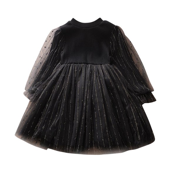 HIPYLO Dress for Girls 10-12 Goth Long Sleeve Dress Christmas Dress Baby Girl 4t Girl Dresses Formal Midi Dress Kid Gifts for 18 Month Old Girl Gift, Black 12-18 Months