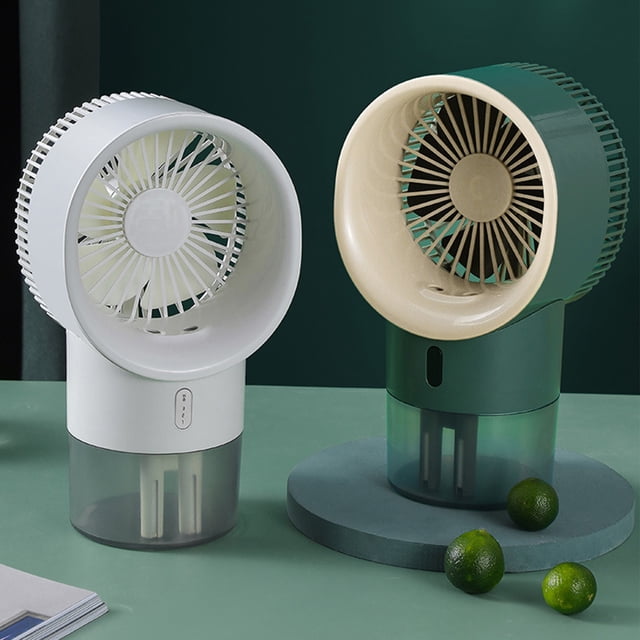 Iumwxz Portable Fan Usb Mini Refrigerated Wind Conditioner, Home Small Chiller, Portable Mobile Humidification Night Light Desktop Water-Cooled Fan, Plug-In Model Mini Fan Green Plastic Reduced Price