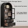 thumbnail image 3 of DEALTOPS Freestanding 71" Kitchen Pantry Cabinet with Arched Top, Adjustable Shelves and 2 Large Drawers, Black, 3 of 8
