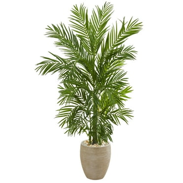Nearly Natural 5' Areca Palm Artificial Tree in Sand Colored Planter, Green