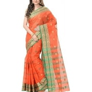 Accessorize Kingdom Women`s Bengal Tant Pure Handloom Cotton Saree Potrobinnas Design Without Blouse Piece