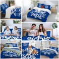 thumbnail image 5 of Hello Winter Bedding Duvet Cover Set Full Size 4 Pieces Snowflake Dark Blue Soft Twill Plush Quilt Cover, Include 1 Duvet Cover 1 Flat Sheet And 2 Pillow, 5 of 7