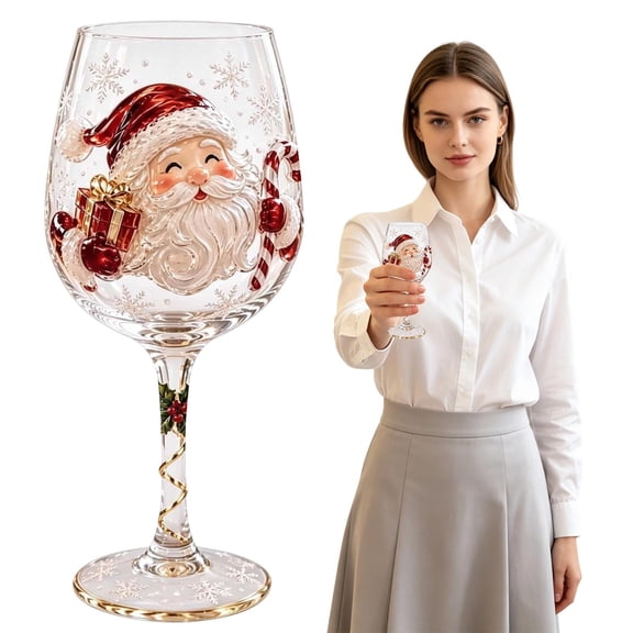 Christmas Wine Glass Collection Gift Box Set,Christmas Glass Cup,Christmas Wine Glasses,Raised Holiday Goblet with Snowflake Decor,Holiday Party Decor,Wines & Cocktails