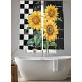 thumbnail image 5 of Summer Sunflowers Sheer Curtains 63 Inch Long 2 Panels, Yellow Floral Plants Retro Plaid Black White Light Filtering Rod Pocket Curtains, Sheer Voile Drapes for Living Room Bedroom, 52"x63", 5 of 8