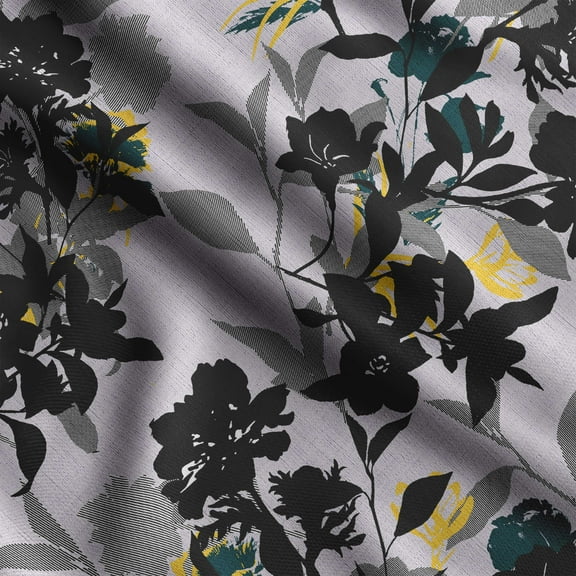 Soimoi Floral Print, Silk Fabric, Decor Sewing Fabric by The Yard 42 Inch Wide,Decorative Fabric for Shirts Suits Ties, Black