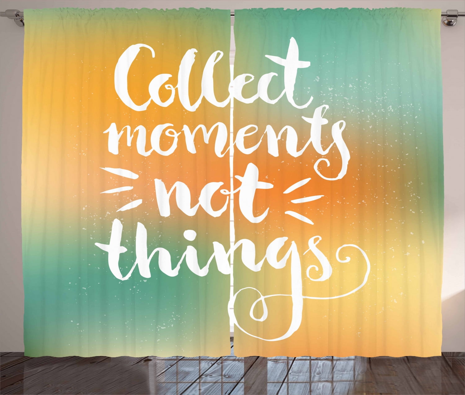 Quote Curtains 2 Panels Set, Motivational Saying Collect Moments not