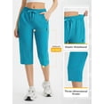 thumbnail image 4 of BALEAF Women's 17" Hiking Shorts Below Knee Bermuda Capri Pants Waterproof Lightweight Pockets Quick Dry Elastic Waist Glacier Blue XL, 4 of 7