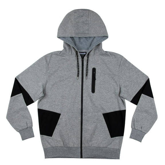CULTURA Men's Light Weight Active Hooded Sweater For Gym & Running, Athletic Hoodie, Full Zipper - Heather Grey/Black, Small