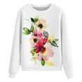 thumbnail image 6 of IROINNID Long Sleeve T-Shirts for Women Home Flower Print Round Neck T-shirt Top Blouse Pullover,White, 6 of 6