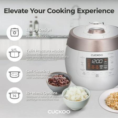 CUCKOO ELECTRONICS - Cuckoo 6 cup Twin Pressure Heating Plate Rice Cooker & Warmer CRP-RT0609FW - White