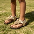 thumbnail image 2 of Girls Vacation Flower Flat Sandals Thong Sandals With Adjustable Strap Kids Summer Footwear 4-13 Years, 2 of 8