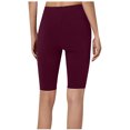 thumbnail image 4 of QLEICOM Plus Size Workout Shorts for Women, Women Stretch High Waist Yoga Pants, Capri Leggings Knee Length, Tummy Control Athletic Yoga Shorts, Fitness Running Shorts Biker Shorts Wine M, 4 of 4