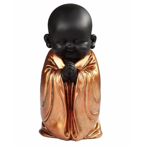 FC Design 7"H Praying Little Buddhist Monk in Gold and Black Statue Feng Shui Decoration Religious Figurine