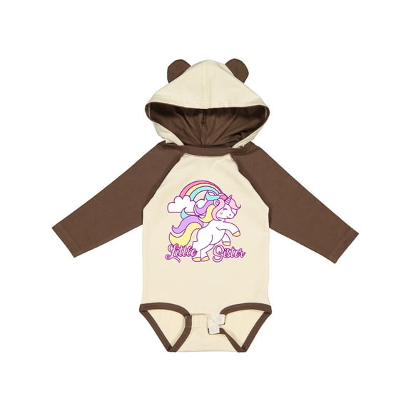 Inktastic Little Sister Unicorn Girls Long Sleeve Baby Bodysuit