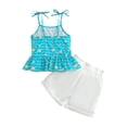 thumbnail image 4 of Toddler Baby Girl Outfits Floral Summer Clothes Infant Spring Waffle Short Sleeve Shirt Tops Cute Shorts Set Girls Summer Set 1-5 Years,12-18 Months, 4 of 8