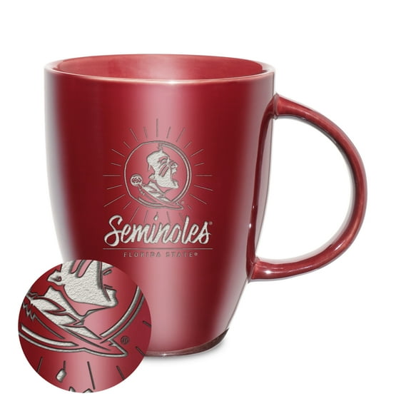 FLORIDA STATE SUNBURST 18OZ LASER ENGRAVED CERAMIC LUSTRE MUG - MAROON