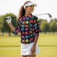 thumbnail image 5 of HUIACONG Colorful Heart Sketch Women's Golf Polo Shirts, Quarter Zip with Zipper Womens 3/4 Sleeve Golf Shirts Breathable Tennis Tops, 5 of 10