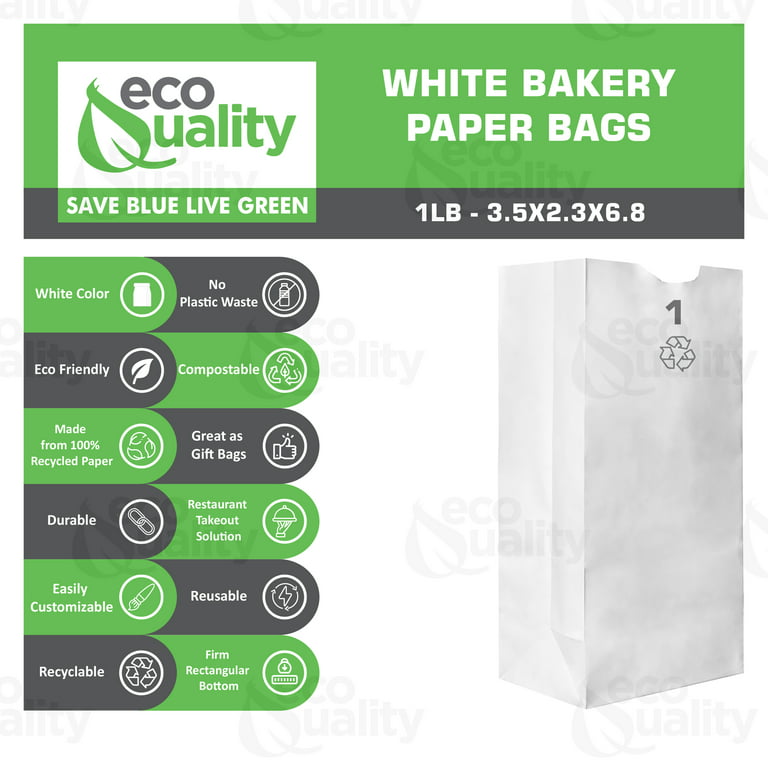 White Paper Kraft Bags, Bakery Bags, Grocery Bags, Craft Bag