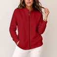 thumbnail image 2 of Besolor Women Zip up Jackets Long Sleeve Stand Collar Fleece Warm Fall Casual Outerwear Jacket Coat with Pockets(Large,Red), 2 of 5