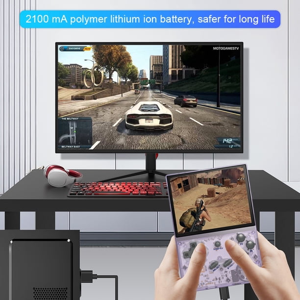 Consola de juegos portátil Consola de juegos retro portátil para adultos Niños (Púrpura 64G)