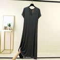 thumbnail image 2 of cfhntfmh Long Sleepshirts for Women Full Length Short Sleeve Summer Nightshirt Soft Plus Size V Neck Sleepwear Casual Loungewear, 2 of 5
