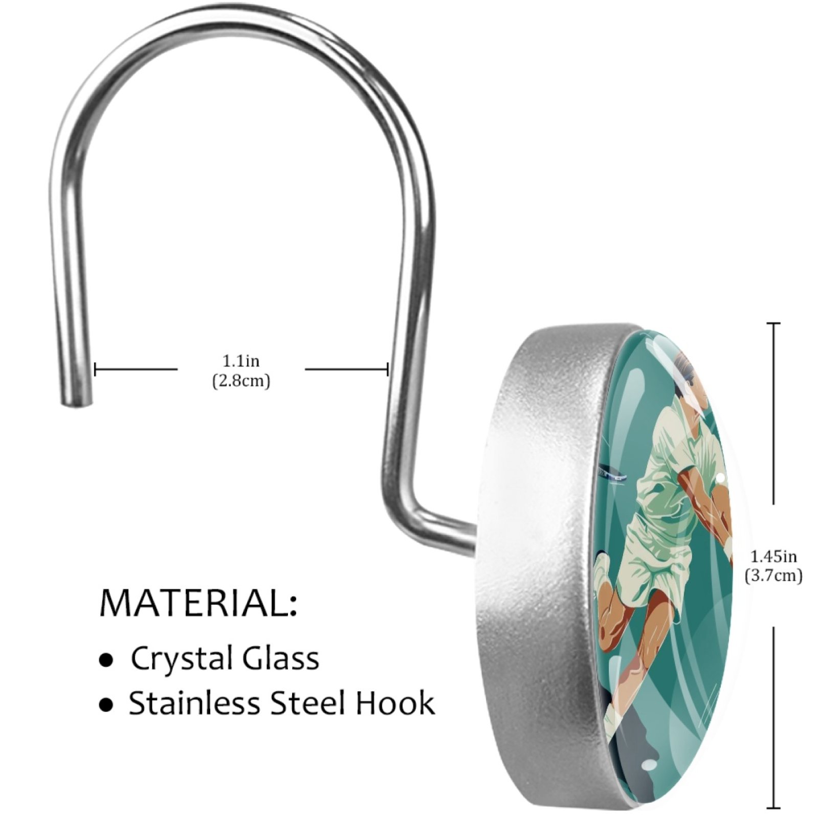 HemaKayy 12 Pcs Decorative Shower Curtain Hooks - Stainless Steel Rings for Bathroom Décor - Easy Glide & Secure Hold - Perfect Decoration for Bathroom Shower Rods - Tennis Balls