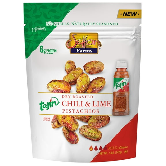 Tajin Seasoned Pistachio Kernels RE32 | No Shells | Tajin Clasico Chili Lime | Non-GMO Project Verified | Gluten Free | Vegan | Kosher | 5 Oz. Bag