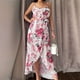 thumbnail image 2 of Vestido informal hasta los tobillos con dobladillo dividido irregular con cordones y cuello en V con estampado de tirantes sin mangas sexy para mujer (cinturón incluido) OAVQHLG3B Store  lin121212, 2 of 5
