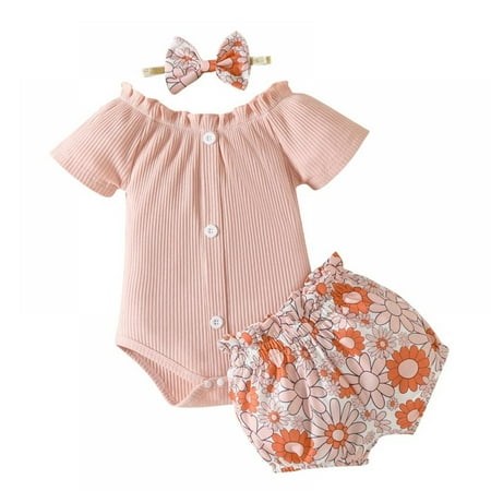 

0-24M Floral Short Pants Cute Baby Girl Clothes 3PCS Summer Baby Girl Clothes Baby Girl Clothes Summer Outfits