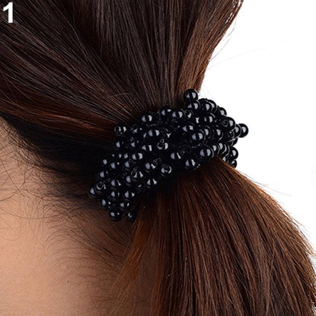 Trayknick Mode Femmes Faux Perles Perles Bande de Cheveux Corde Scrunchie Ponytail Titulaire