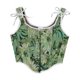 thumbnail image 1 of Camisola moldeadora de cintura con encaje y lazo sin espalda con estampado de flores para mujer, top de poliéster, 1 of 8